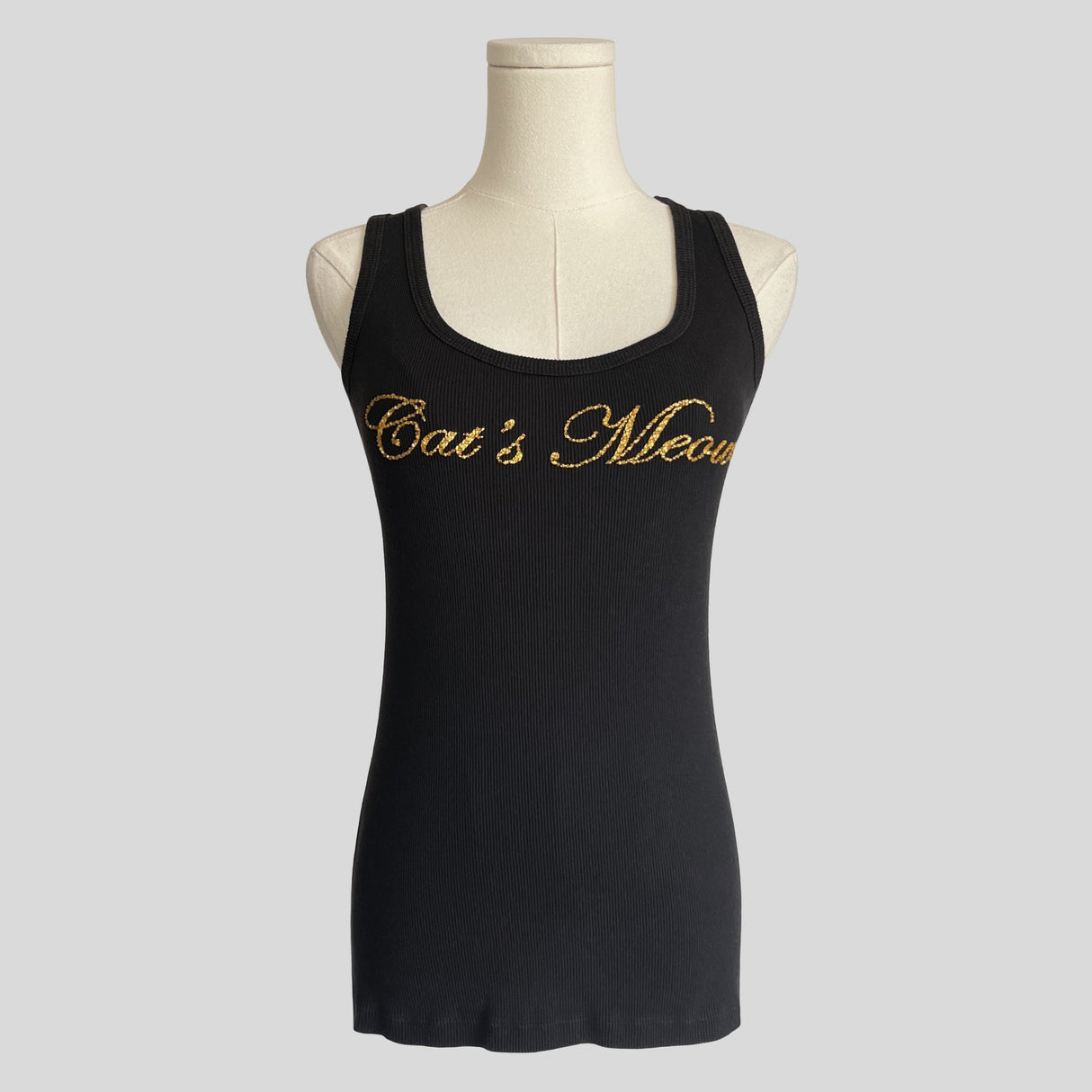 Beaded Cat's Meow ribbed tank top