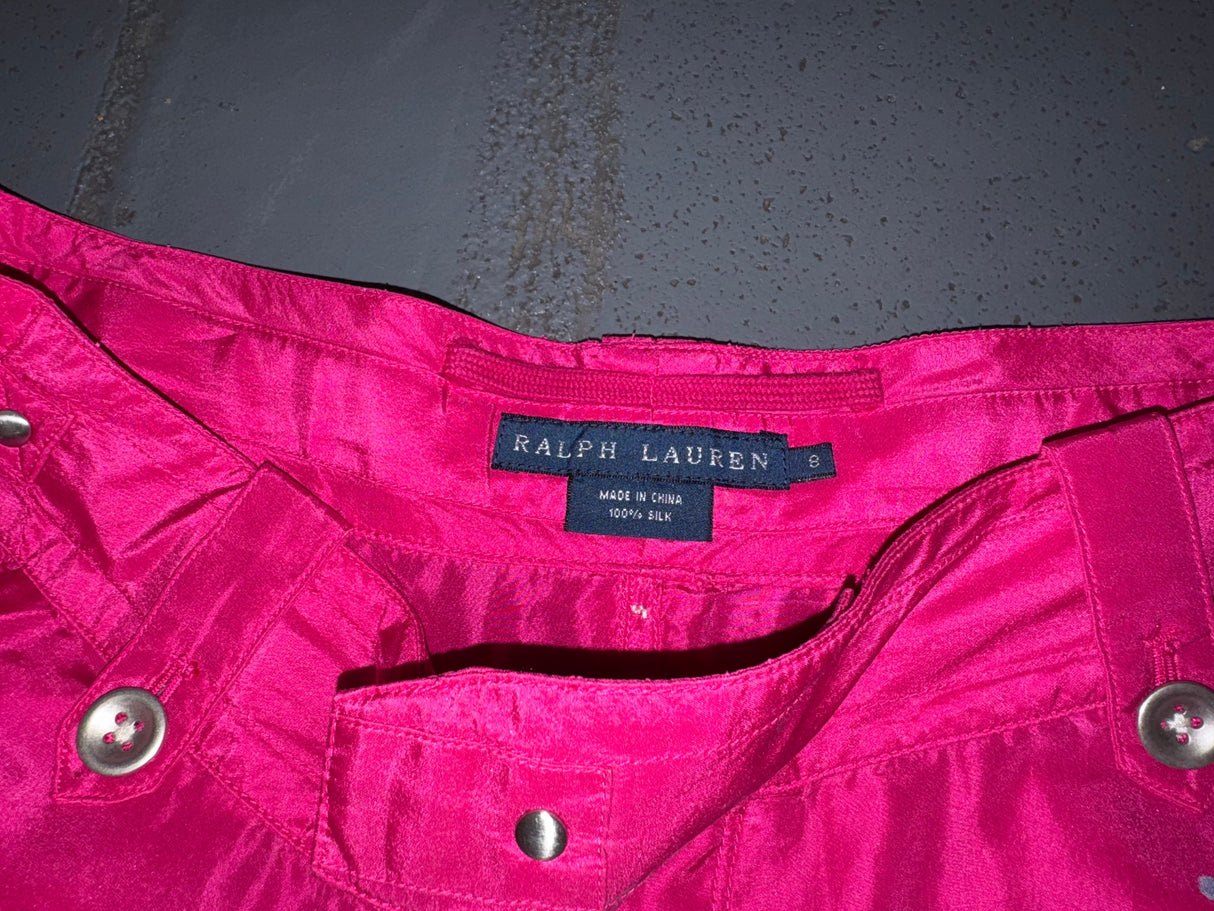 RALPH LAUREN Pink Silk Beaded Cargo Pant