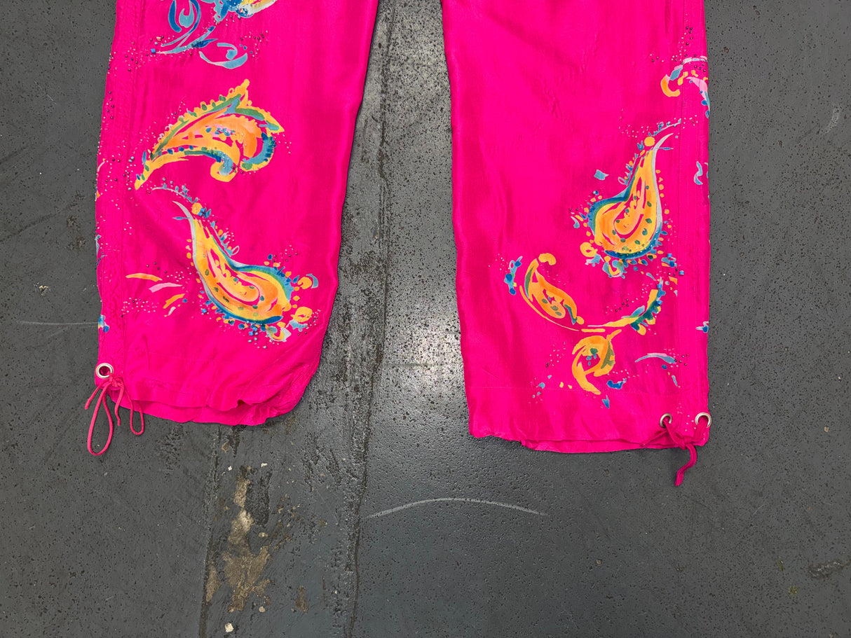 RALPH LAUREN Pink Silk Beaded Cargo Pant