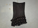 Black Silk Midi Asymmetrical Beaded Skirt