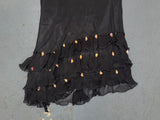 Black Silk Midi Asymmetrical Beaded Skirt