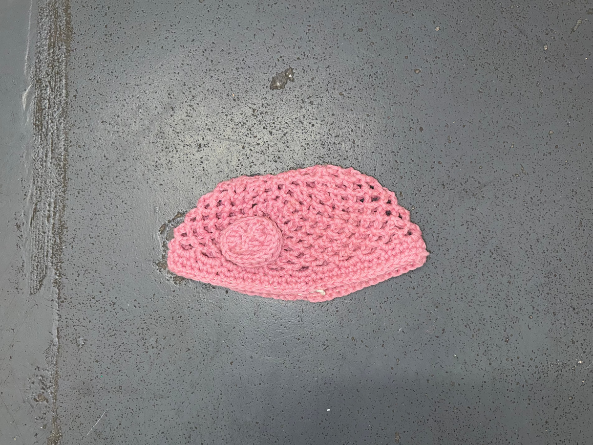 Pink Wool Crochet Skull Cap Beanie