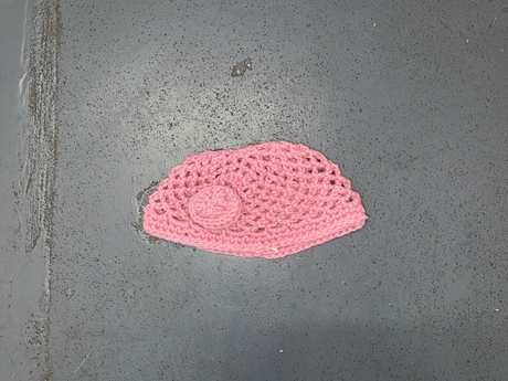 Pink Wool Crochet Skull Cap Beanie