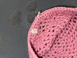 Pink Wool Crochet Skull Cap Beanie
