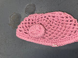 Pink Wool Crochet Skull Cap Beanie