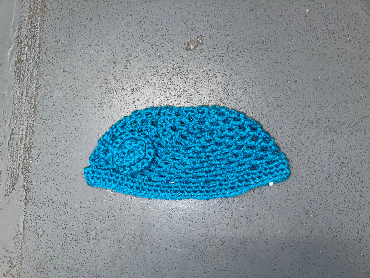 Turquoise Wool Crochet Skull Cap Beanie