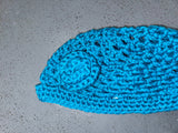 Turquoise Wool Crochet Skull Cap Beanie