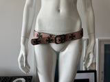 Pink Cracked Leather Belt with Studded Cross