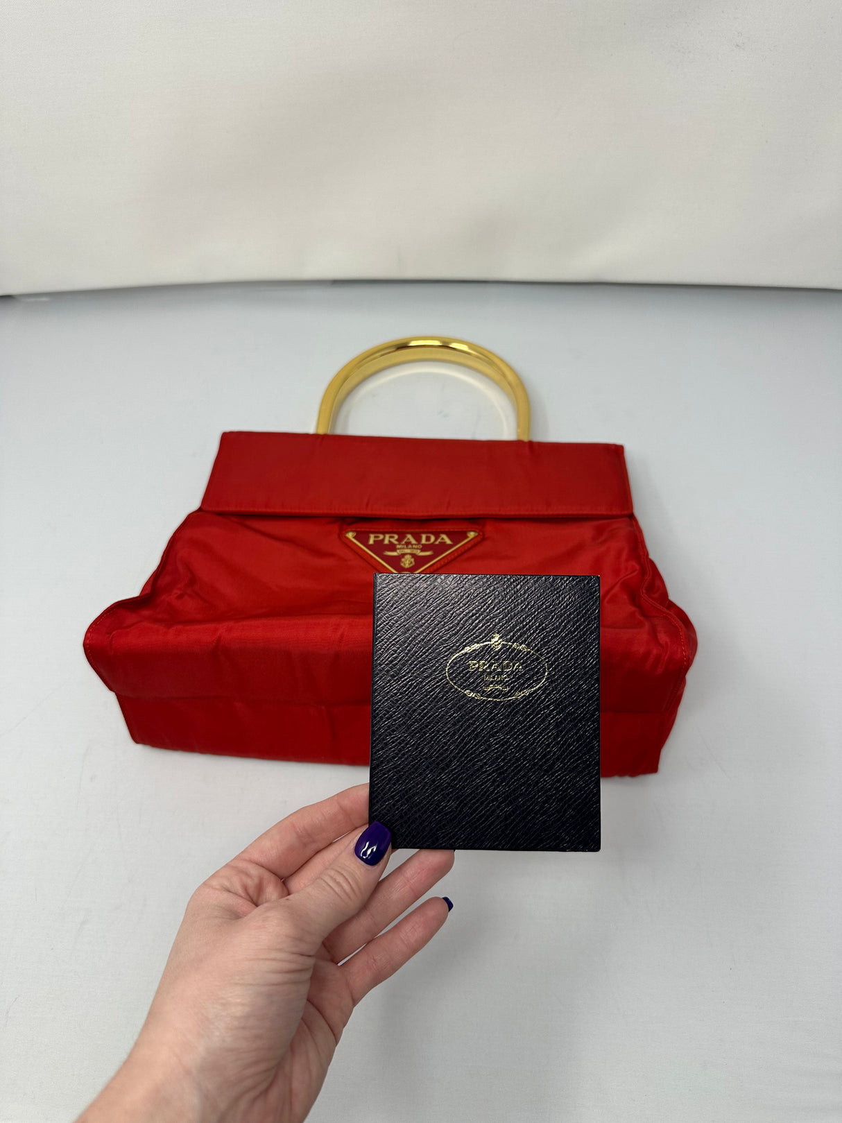Prada Nylon Red Top Handle