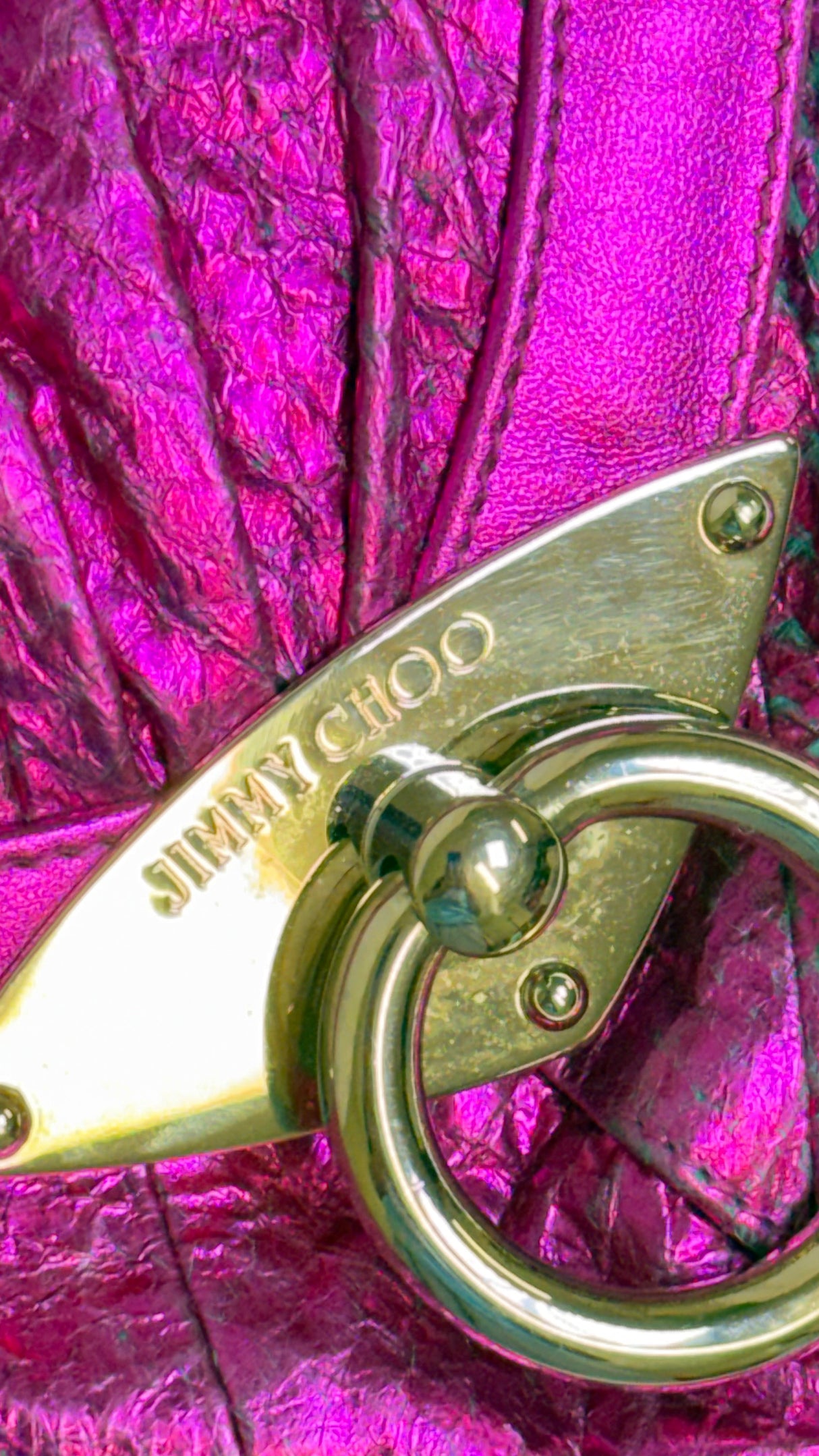 Jimmy Choo Metallic Fuchsia Ring Clutch