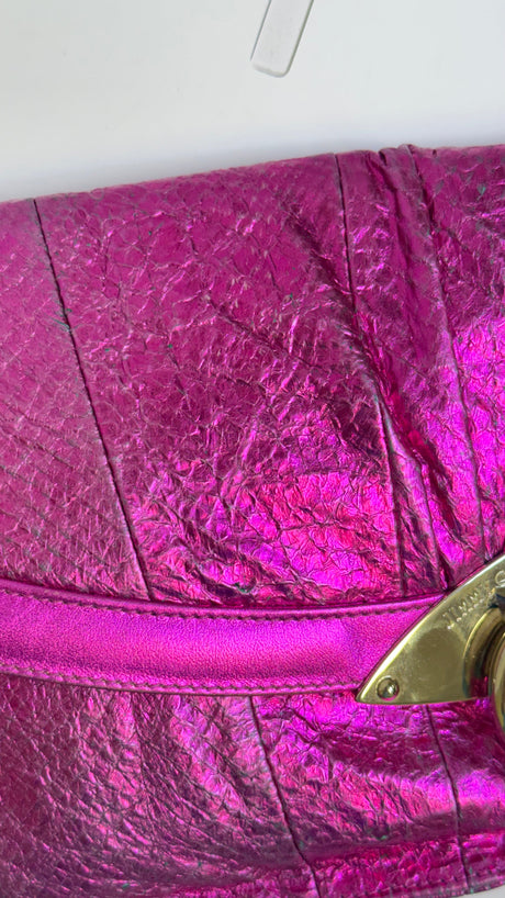Jimmy Choo Metallic Fuchsia Ring Clutch