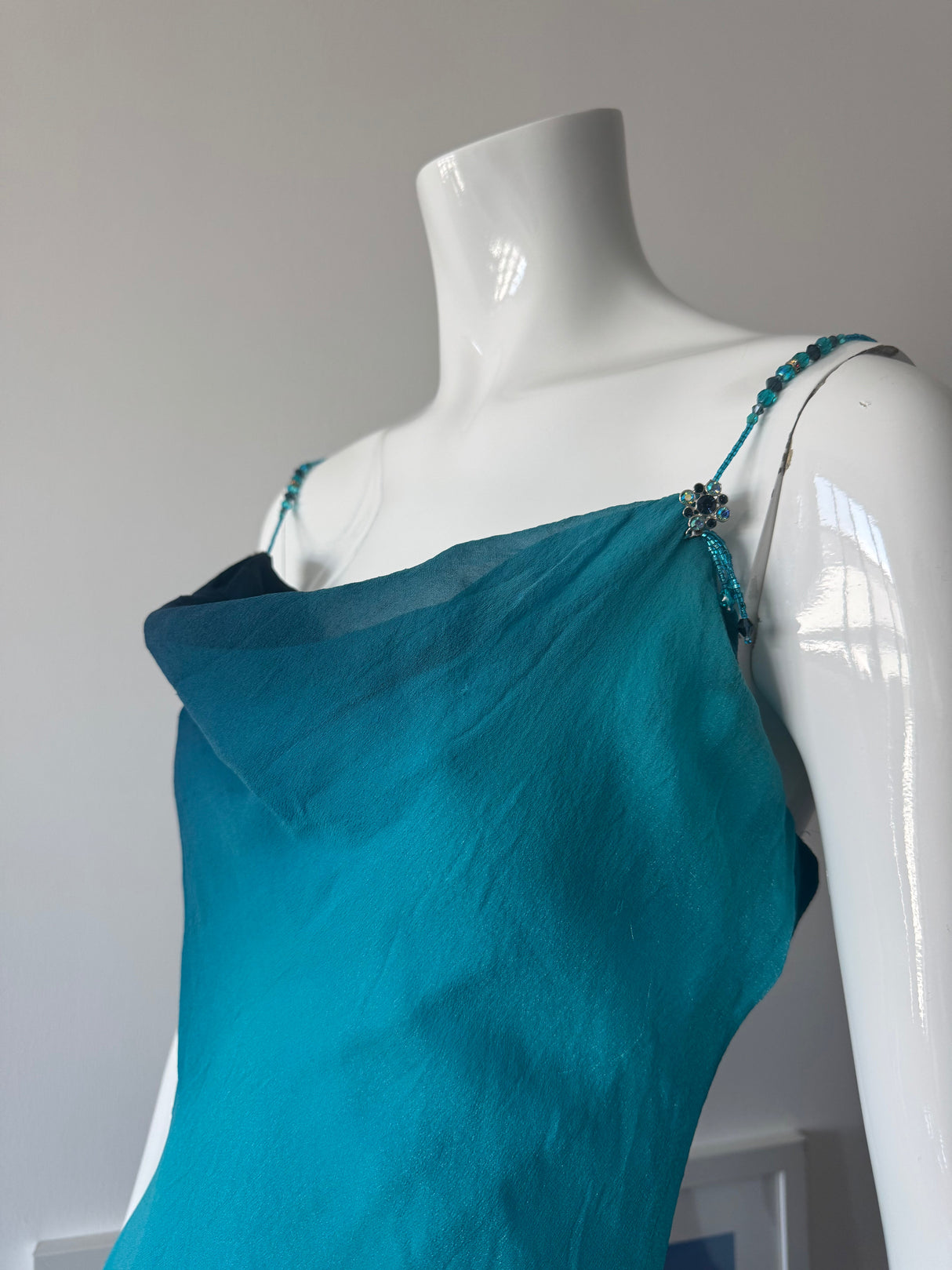 CACHÉ Blue/Black Ombre Glitter Silk Midi Dress