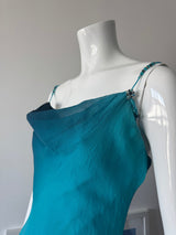 CACHÉ Blue/Black Ombre Glitter Silk Midi Dress