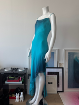 CACHÉ Blue/Black Ombre Glitter Silk Midi Dress