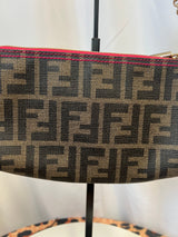 FENDI Zucca Print PVC Canvas Chain Accessory Pouch Brown 8BR592
