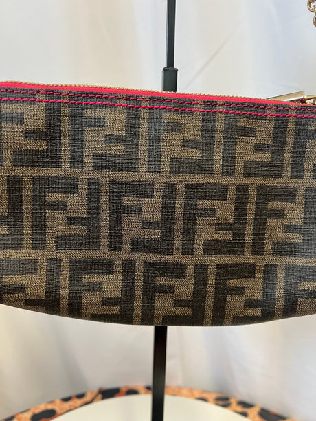 Fendi Zucca Print PVC Canvas Chain Accessory Pouch
