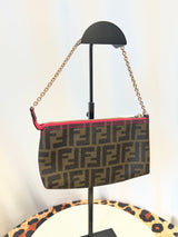 FENDI Zucca Print PVC Canvas Chain Accessory Pouch Brown 8BR592
