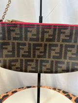 FENDI Zucca Print PVC Canvas Chain Accessory Pouch Brown 8BR592