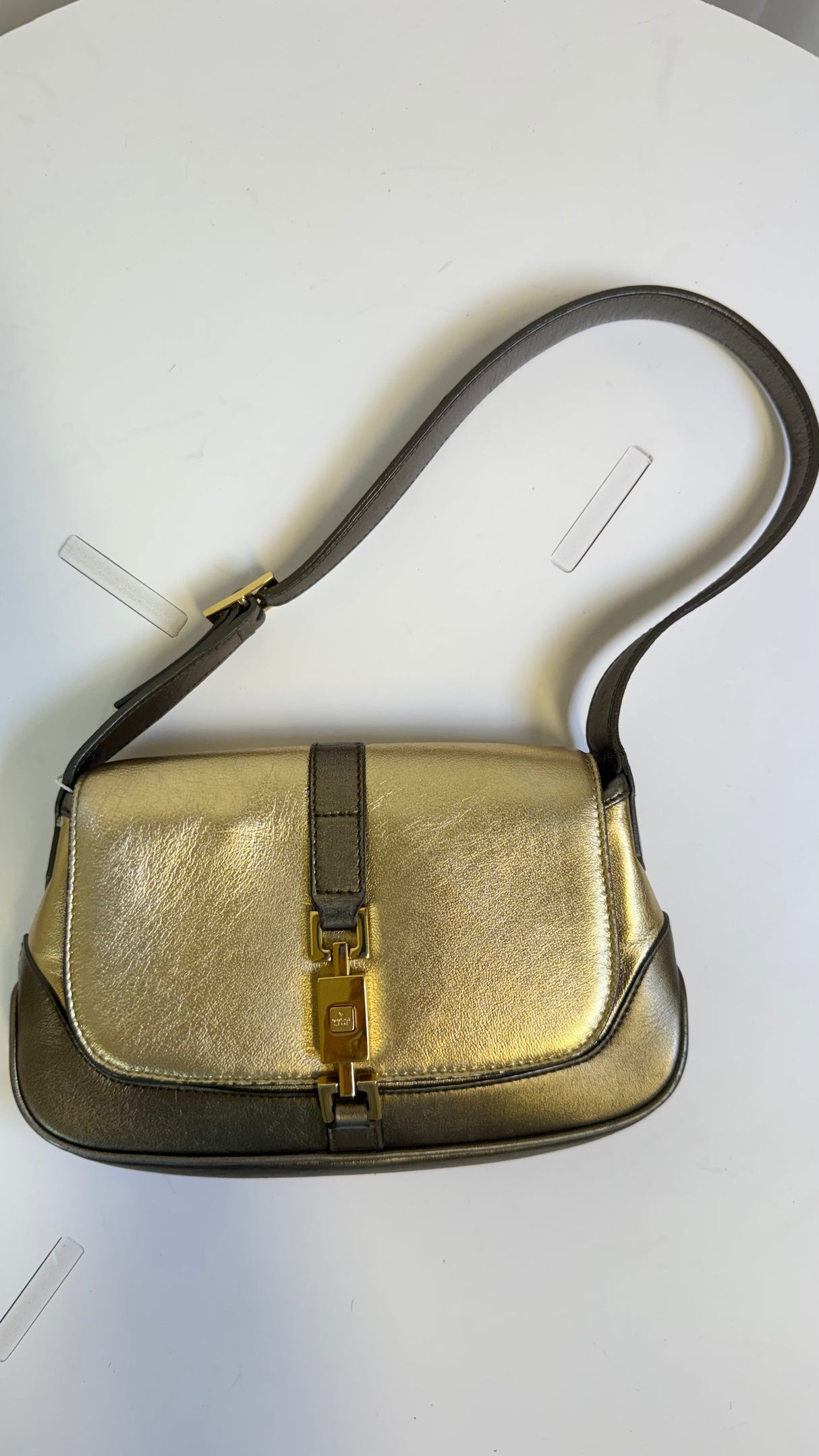Gucci Mini Jackie Metallic Gold Leather Shoulder Bag - Tom Ford Era