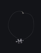 Blue Puzzle Piece and Black Rubber Cord Choker Necklace