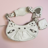 Balenciaga Le Cagole Shoulder Bag in White Lambskin Leather
