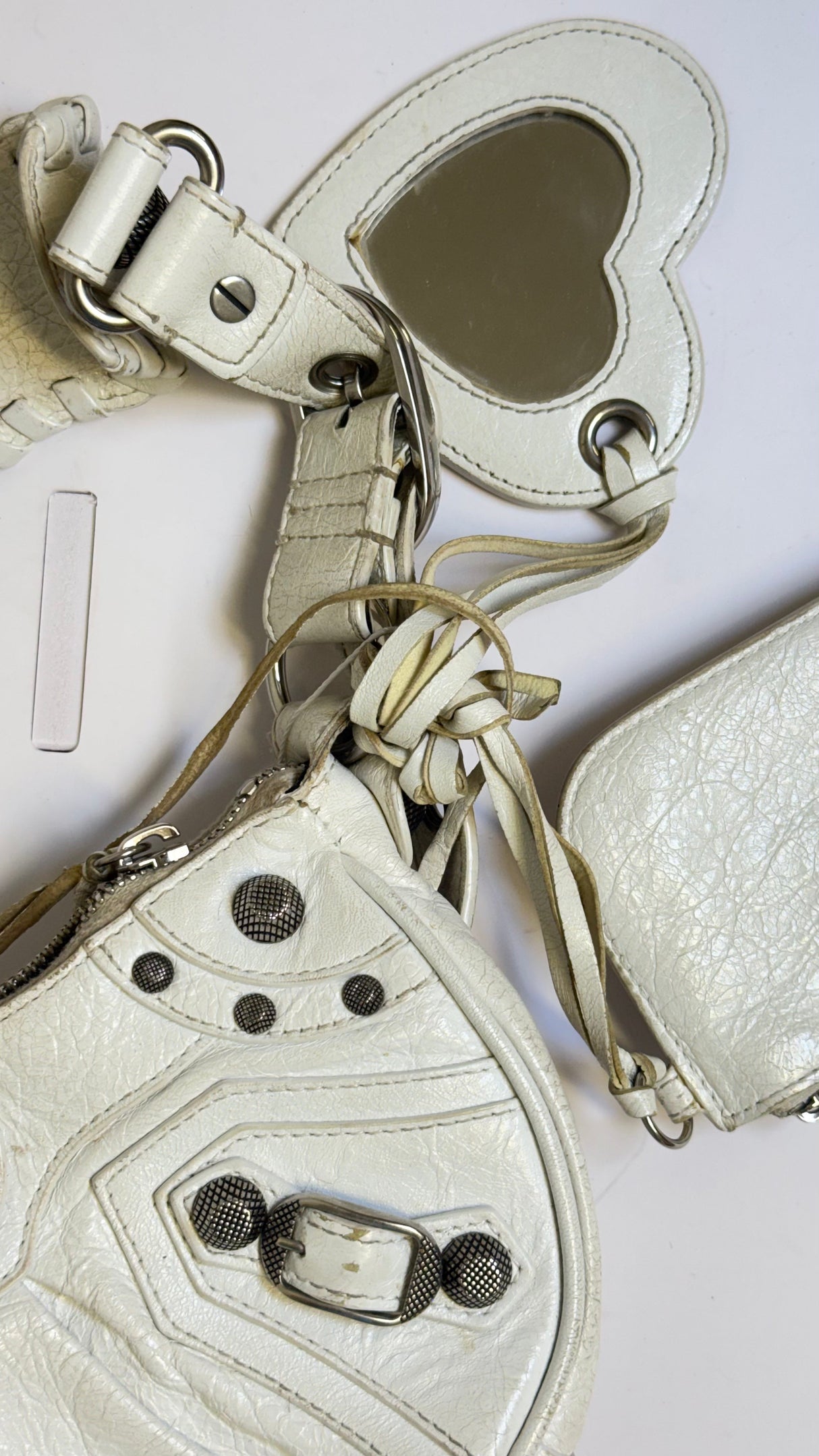 Balenciaga Le Cagole Shoulder Bag in White Lambskin Leather