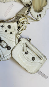 Balenciaga Le Cagole Shoulder Bag in White Lambskin Leather