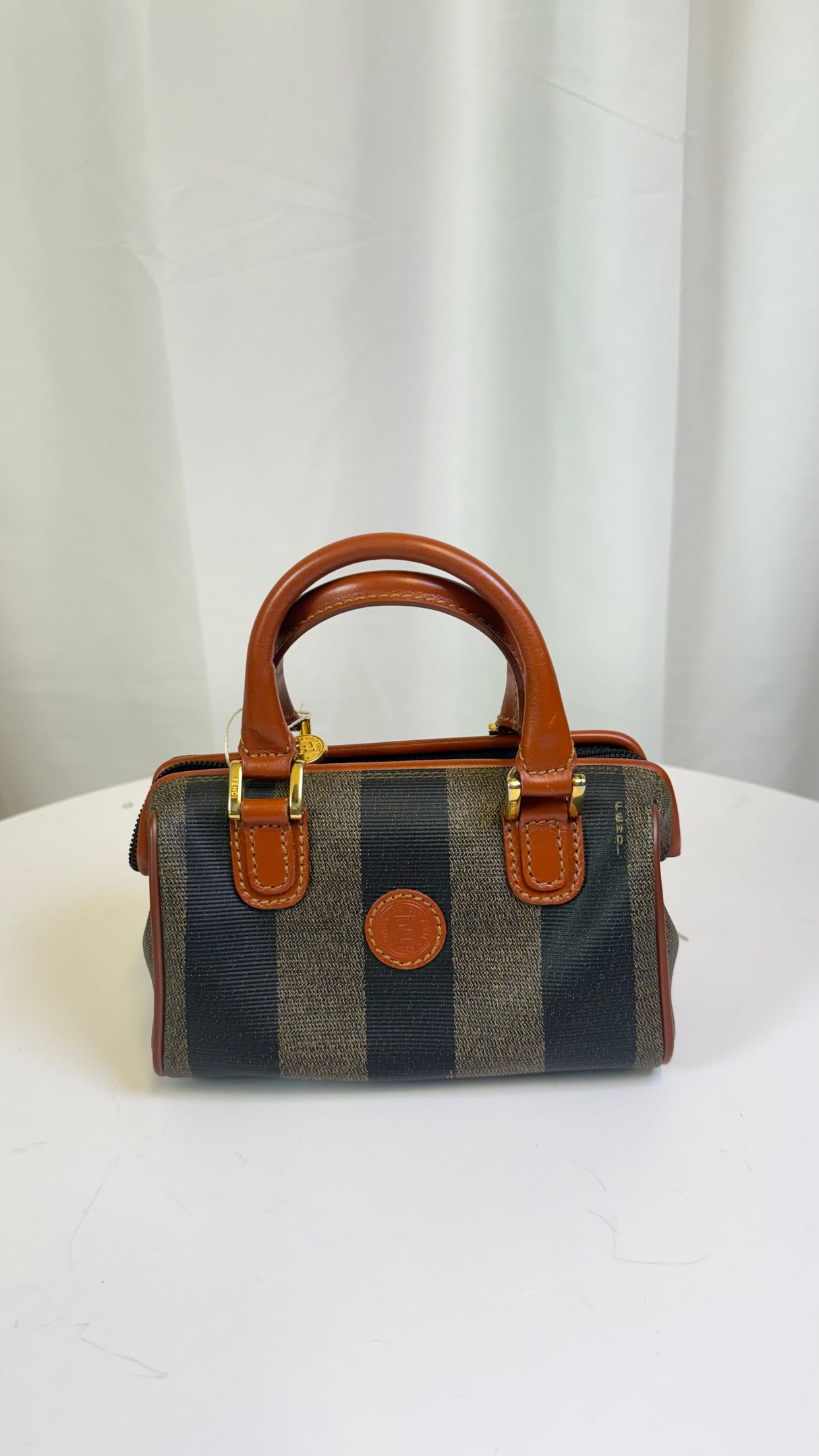 Fendi Pequin Mini Boston Bag