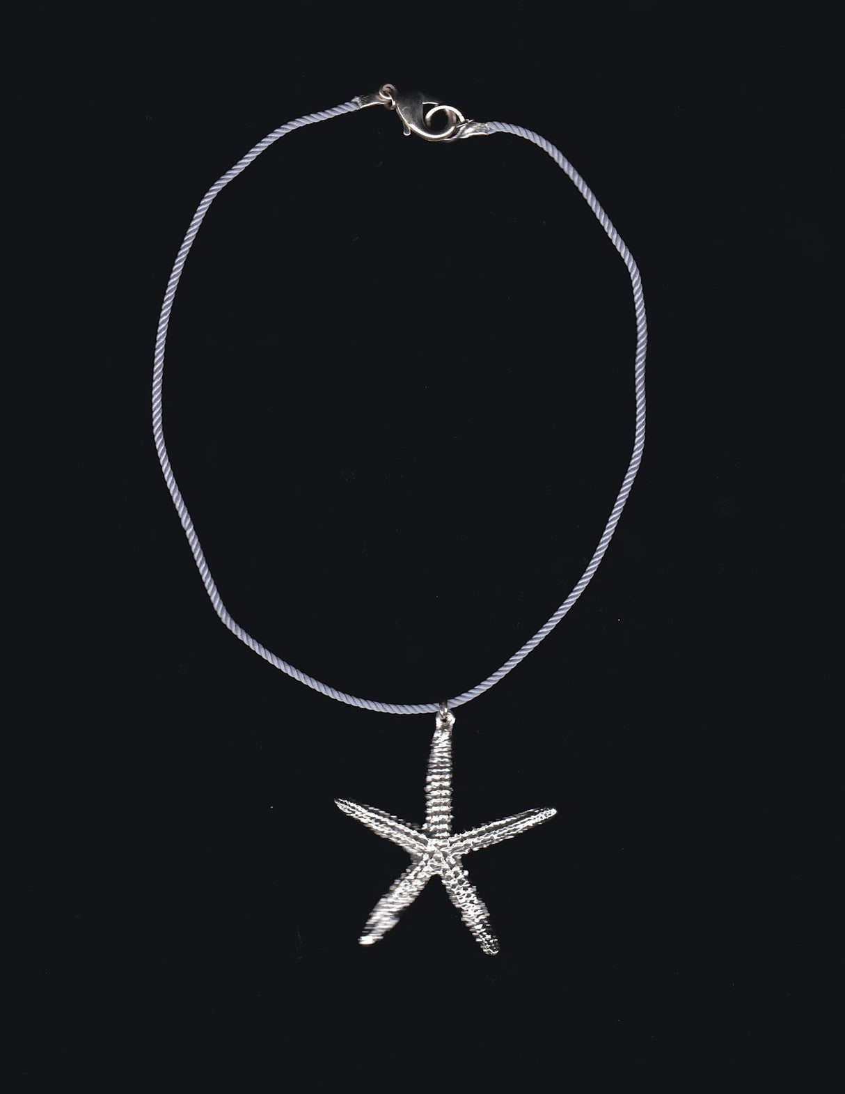 Silver Starfish Necklace with Blue Rope Choker Necklace
