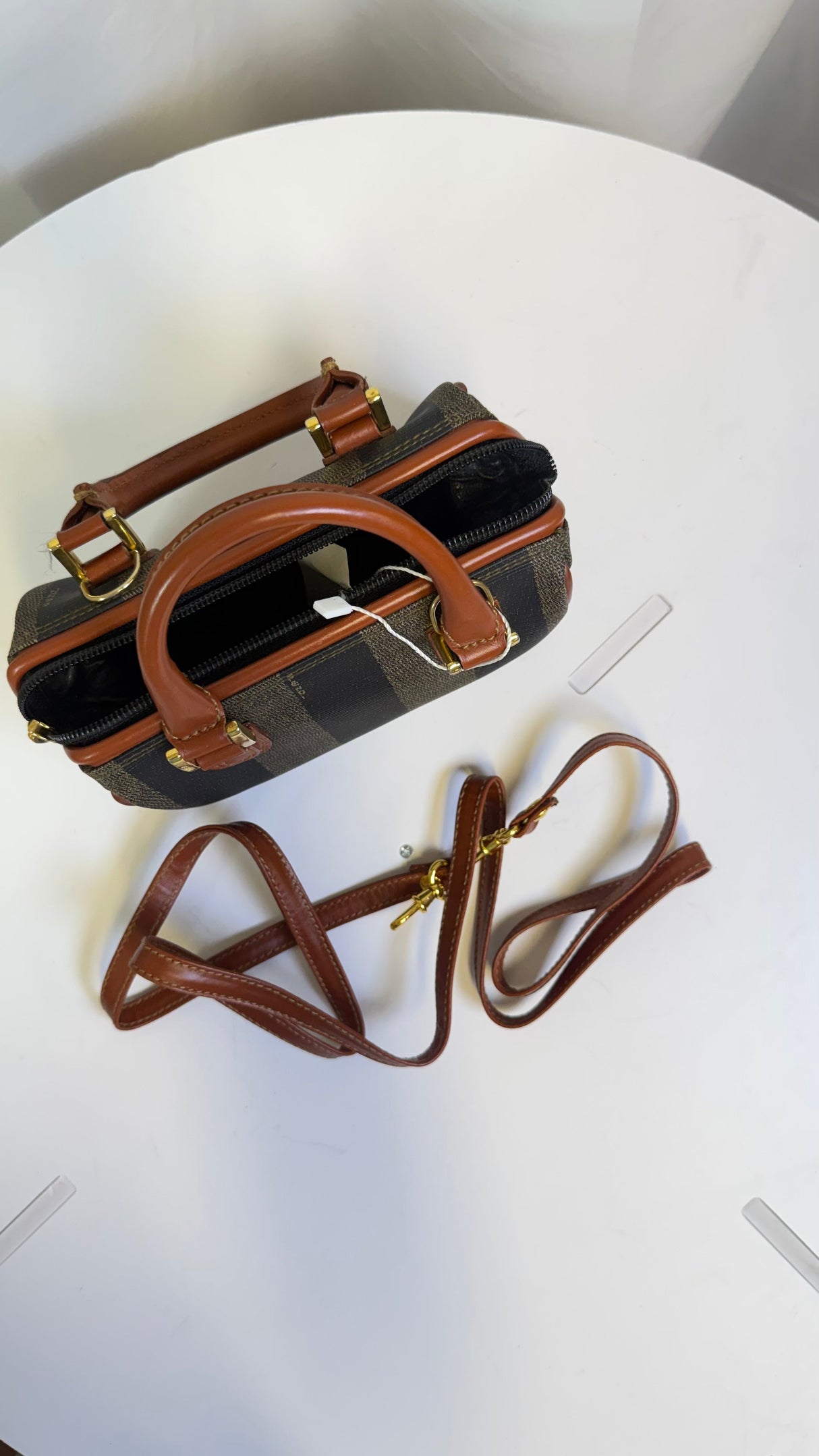 Fendi Pequin Mini Boston Bag