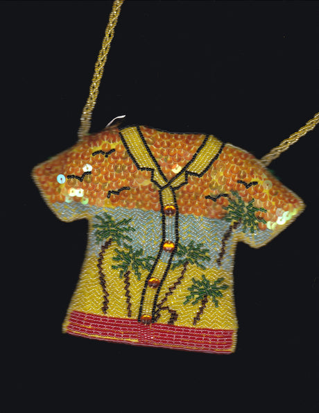Beaded Sequin Hawaii Shirt Evening Bag with Crossbody Strap