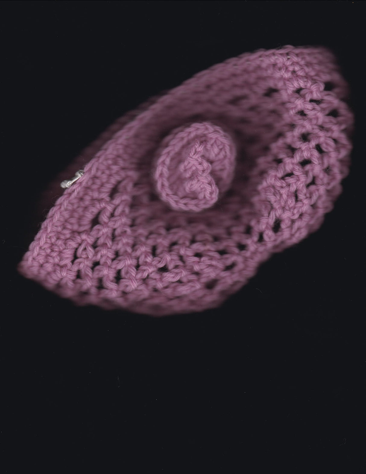 Pink Wool Crochet Skull Cap Beanie
