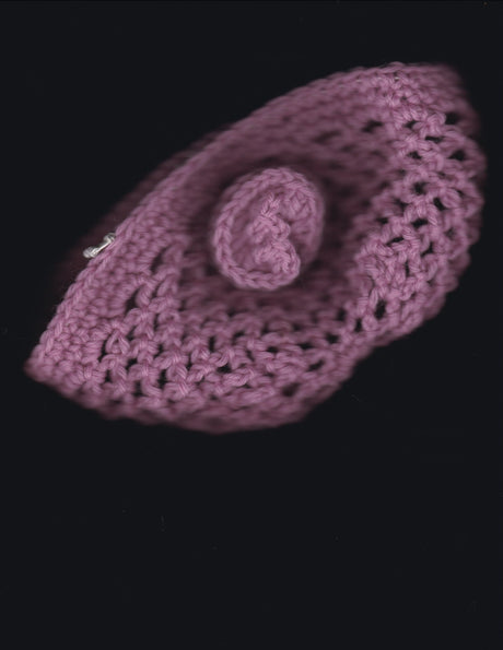Pink Wool Crochet Skull Cap Beanie