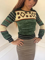 Cropped Knit Collared Sweater