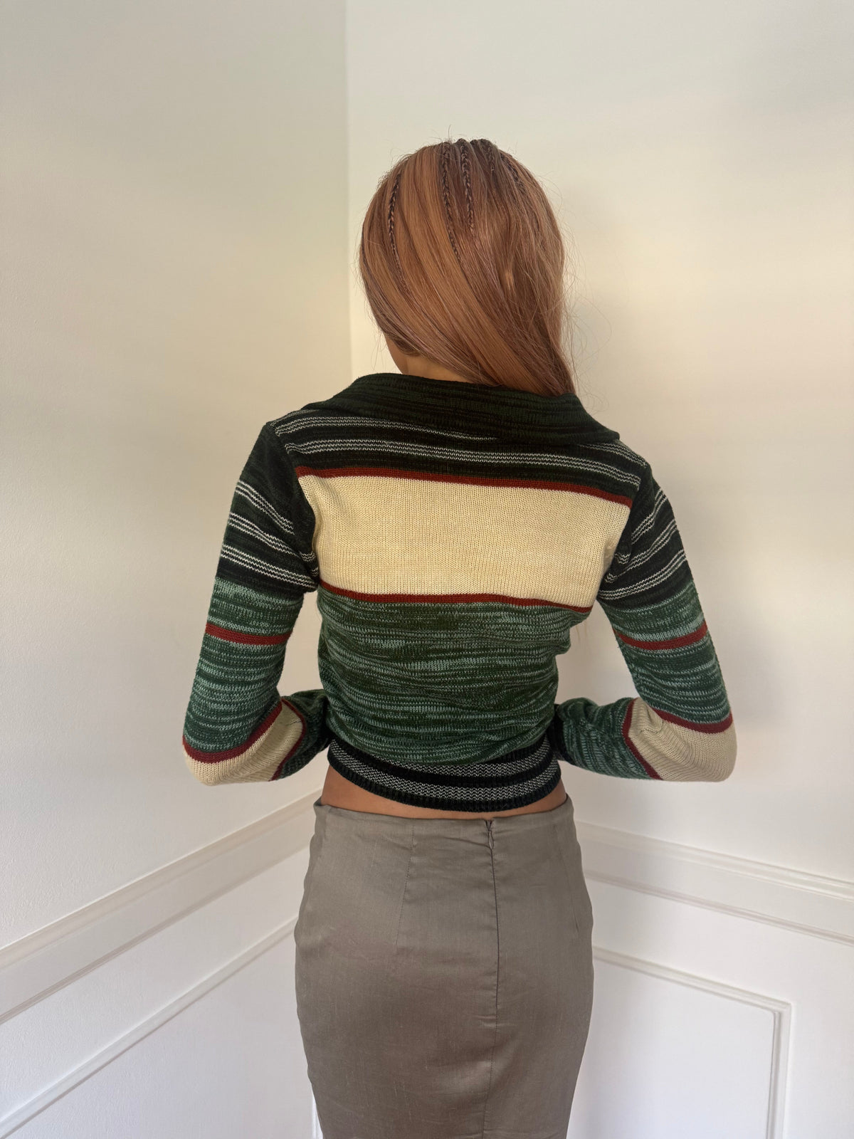 Cropped Knit Collared Sweater