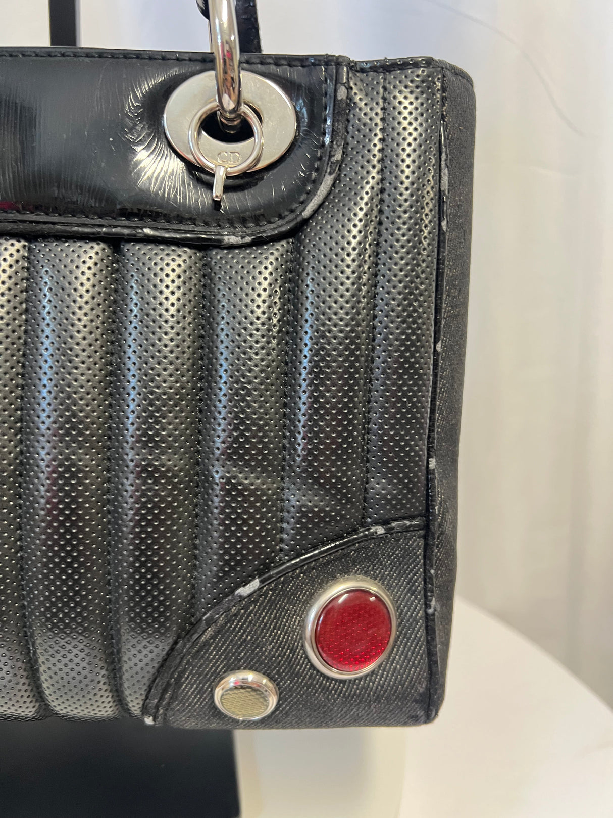 Christian Dior Cadillac Leather Tote Bag Black Galliano Era c. 2003–2004