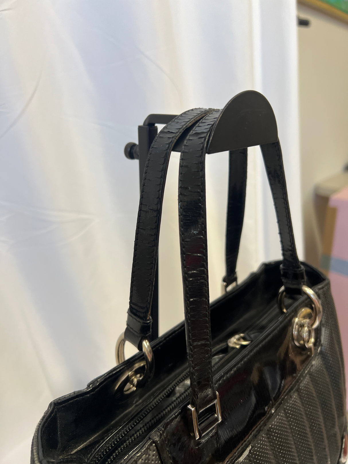 Christian Dior Cadillac Leather Tote Bag Black Galliano Era c. 2003–2004