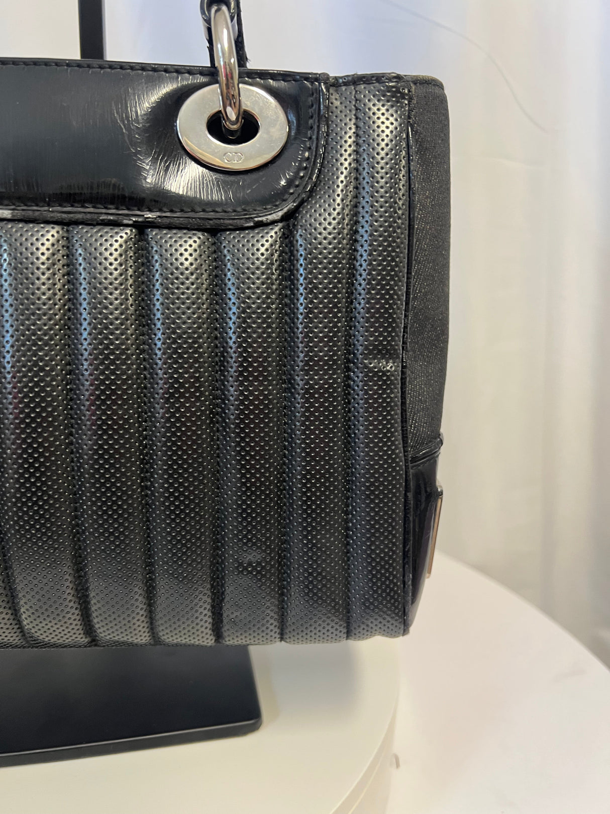 Christian Dior Cadillac Leather Tote Bag Black Galliano Era c. 2003–2004