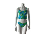 Blue/Green Tropical Print Tankini Top and Bottoms