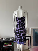 TESSUTO Black and Purple Animal Print Midi Slip Dress