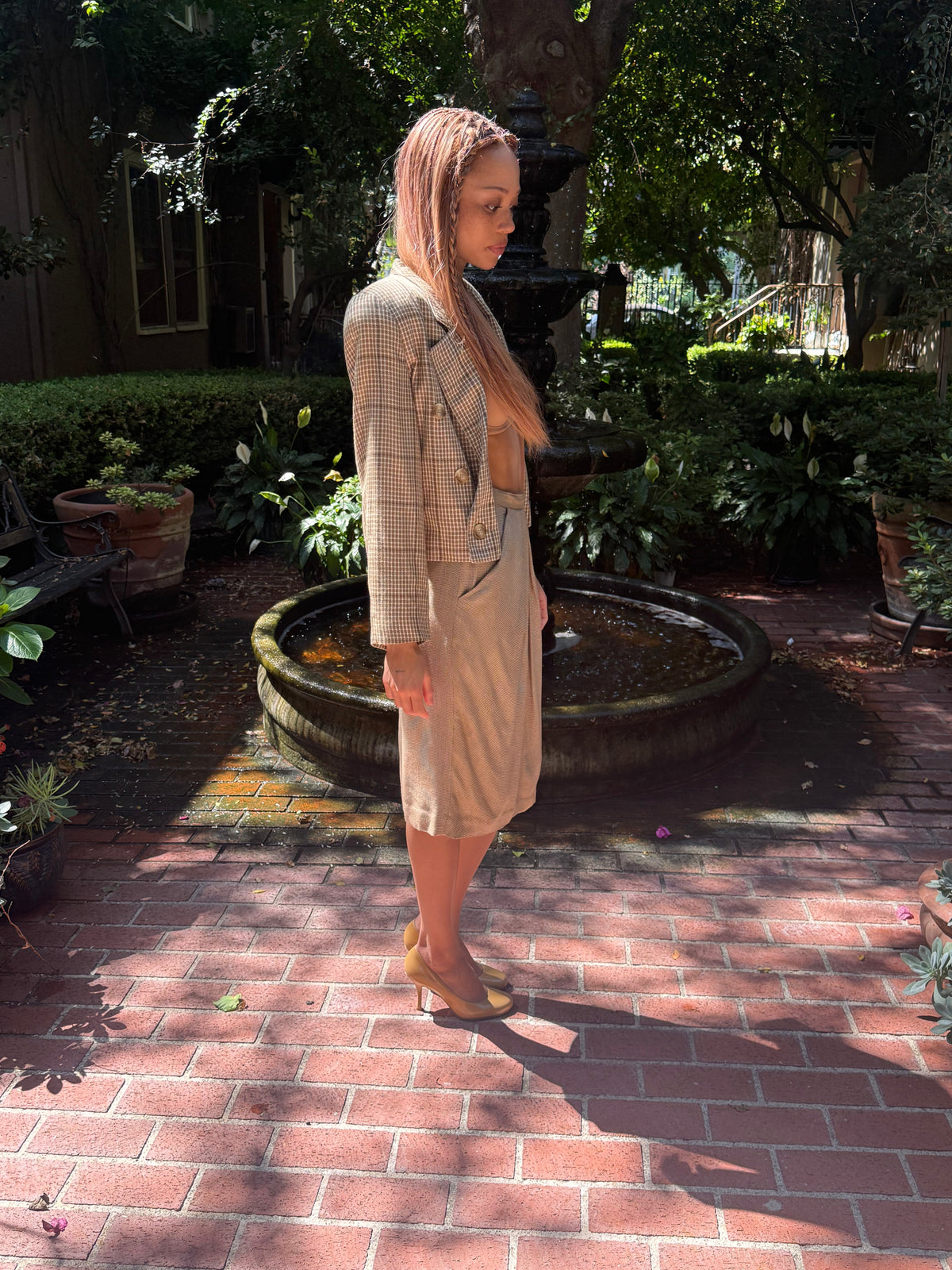 1980's Neiman Marcus Beige Skirt Suit