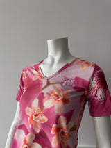 Pink Orchid Print T-shirt