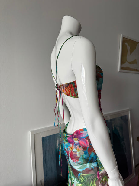 VICTORIA'S SECRET Tropical Flower Print Mesh Maxi Dress