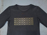 Black Long Sleeve Top with MORE MORE Gold Graphic