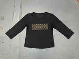 Black Long Sleeve Top with MORE MORE Gold Graphic