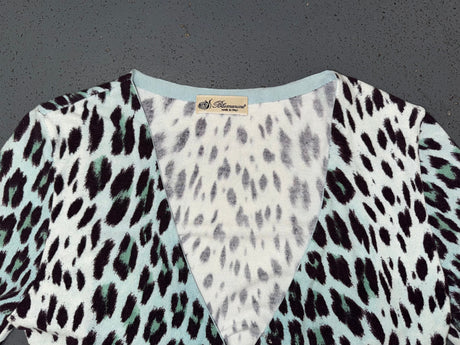 BLUMARINE Blue Leopard Print Wrap Sweater