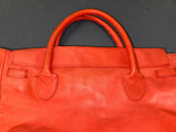 MASSIMO REBECHI Orange Leather Large Travel Tote Bag