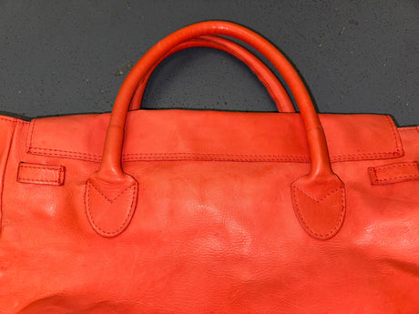 MASSIMO REBECHI Orange Leather Large Travel Tote Bag