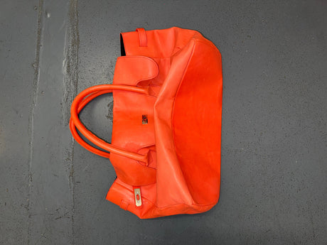 MASSIMO REBECHI Orange Leather Large Travel Tote Bag