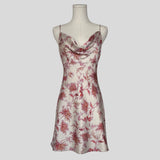 Silky floral slip dress in white